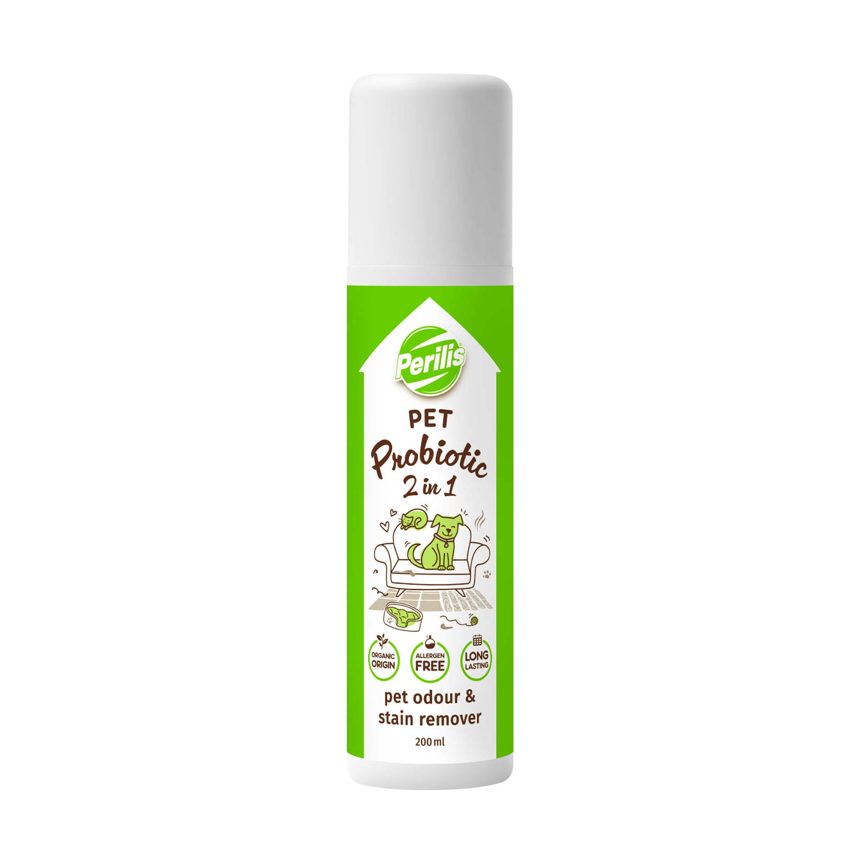 Уцінка! Плямовивідник та нейтралізатор запахів тварин 2 в 1 Perilis Probiotic Pet Odour &amp; Stain Remover, 200 мл